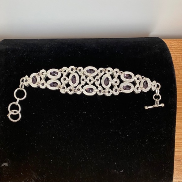 925 Stamped Silver Hand Crafted and Pink Kunzite Crystal Cabochons Bracelet - Picture 3 of 6